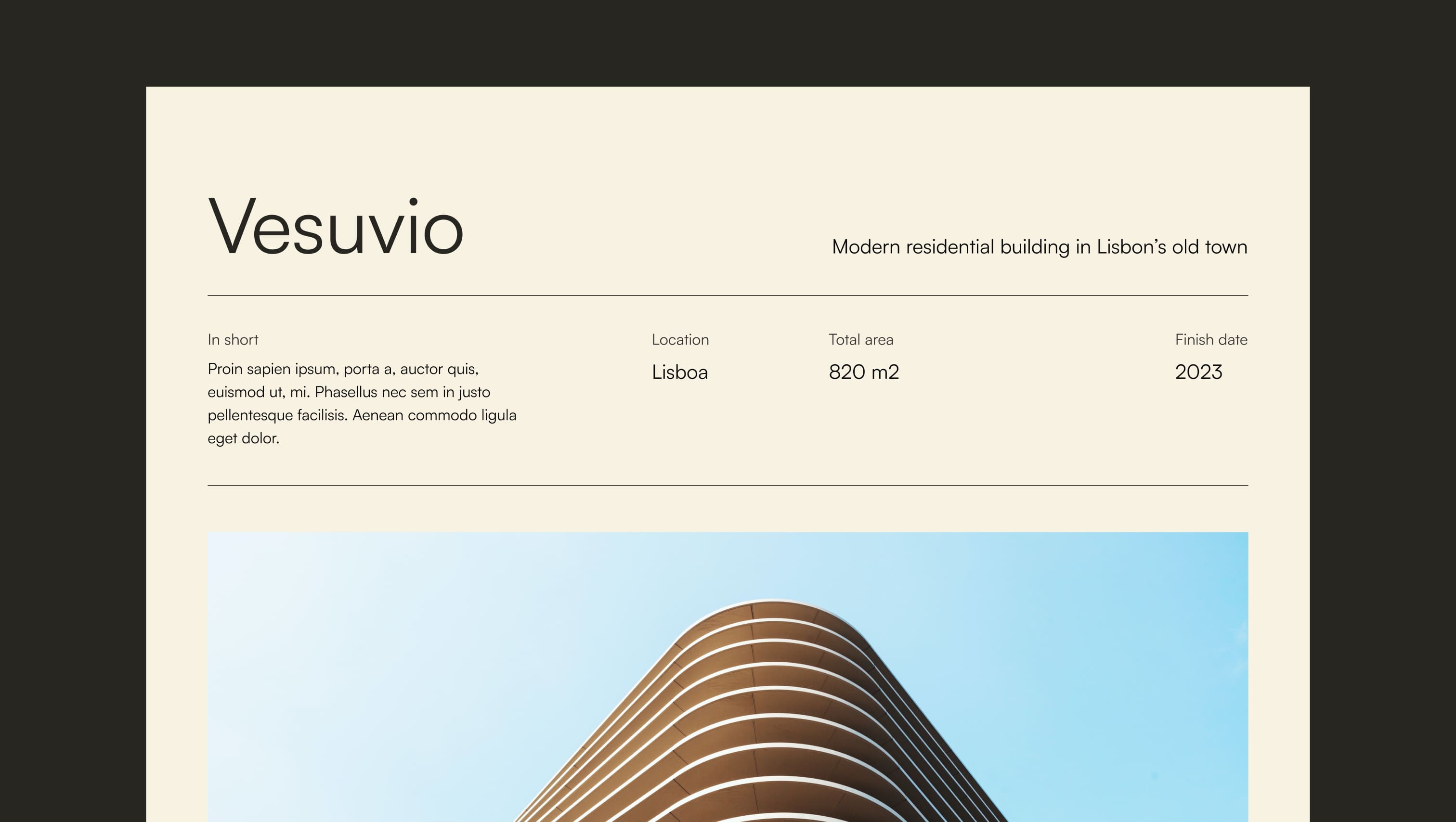 Project Hero with Details Grid