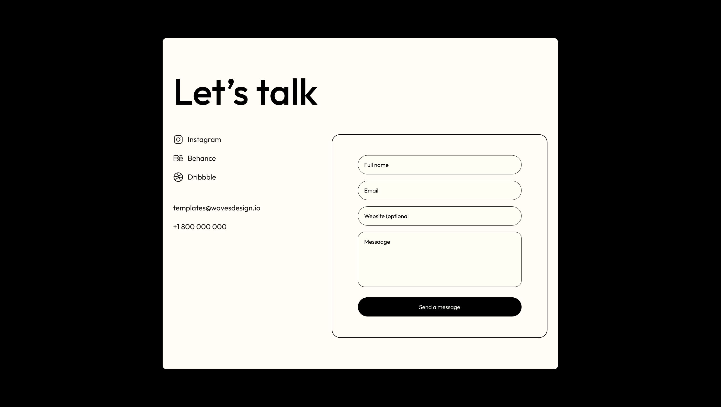 Contact Form with Social Links
