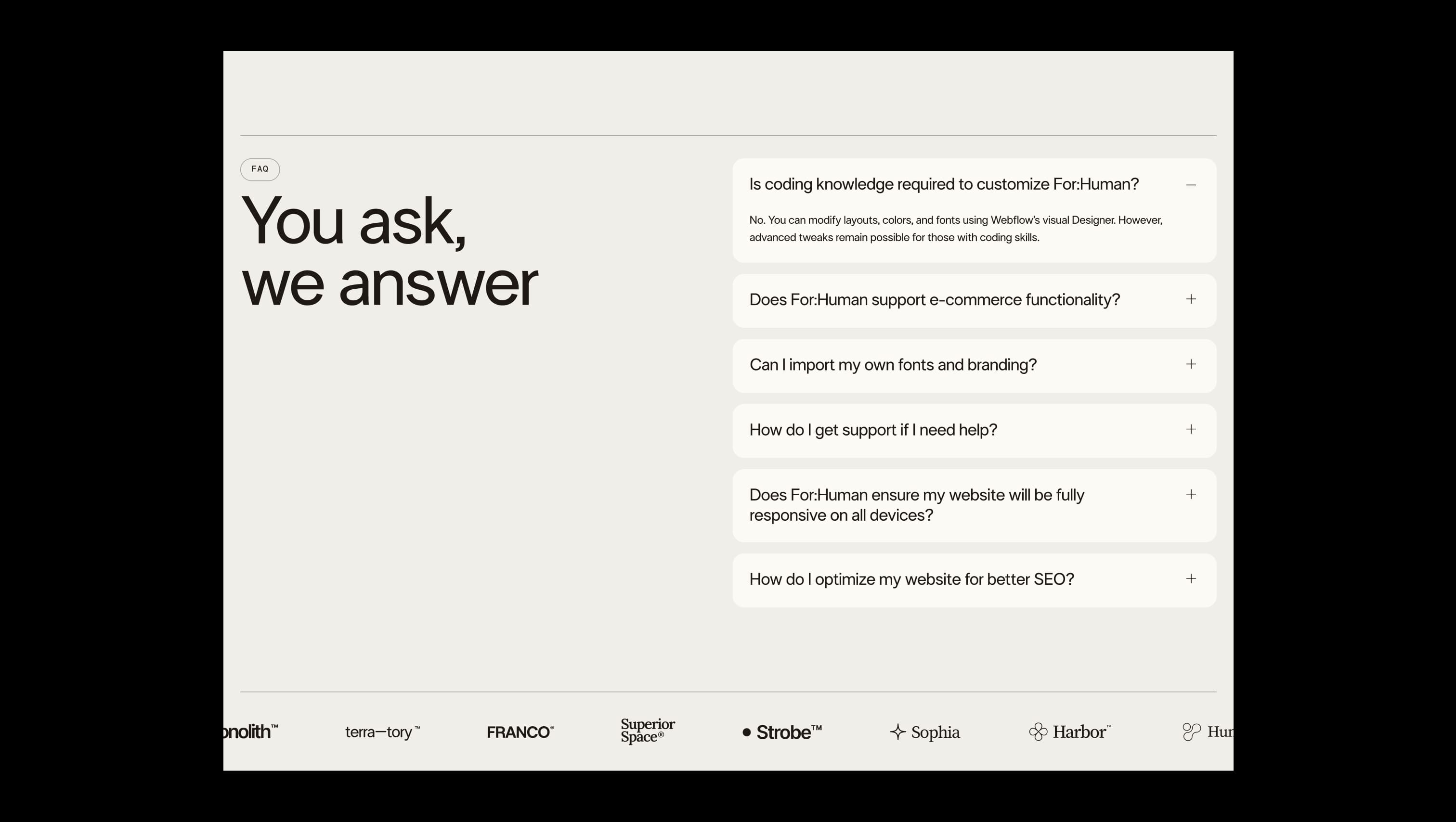 FAQ Accordion Section