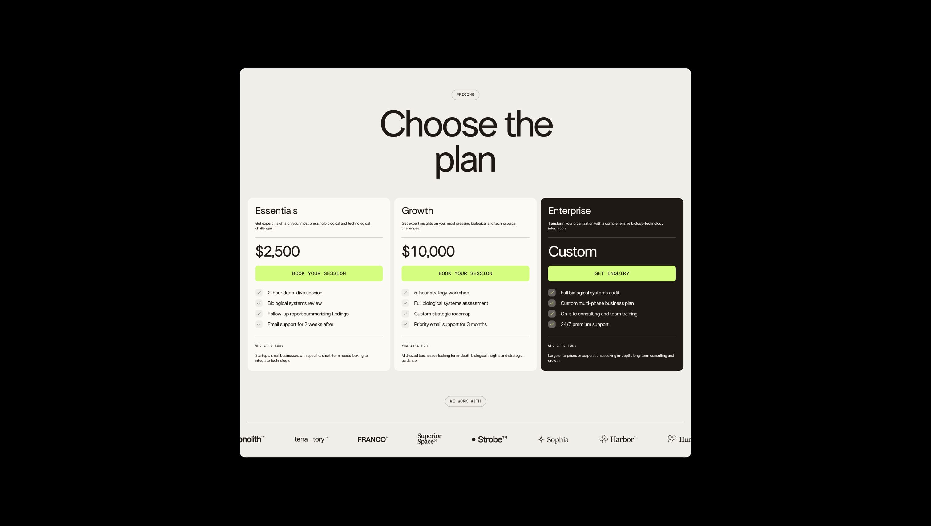Three-Tier Pricing Table