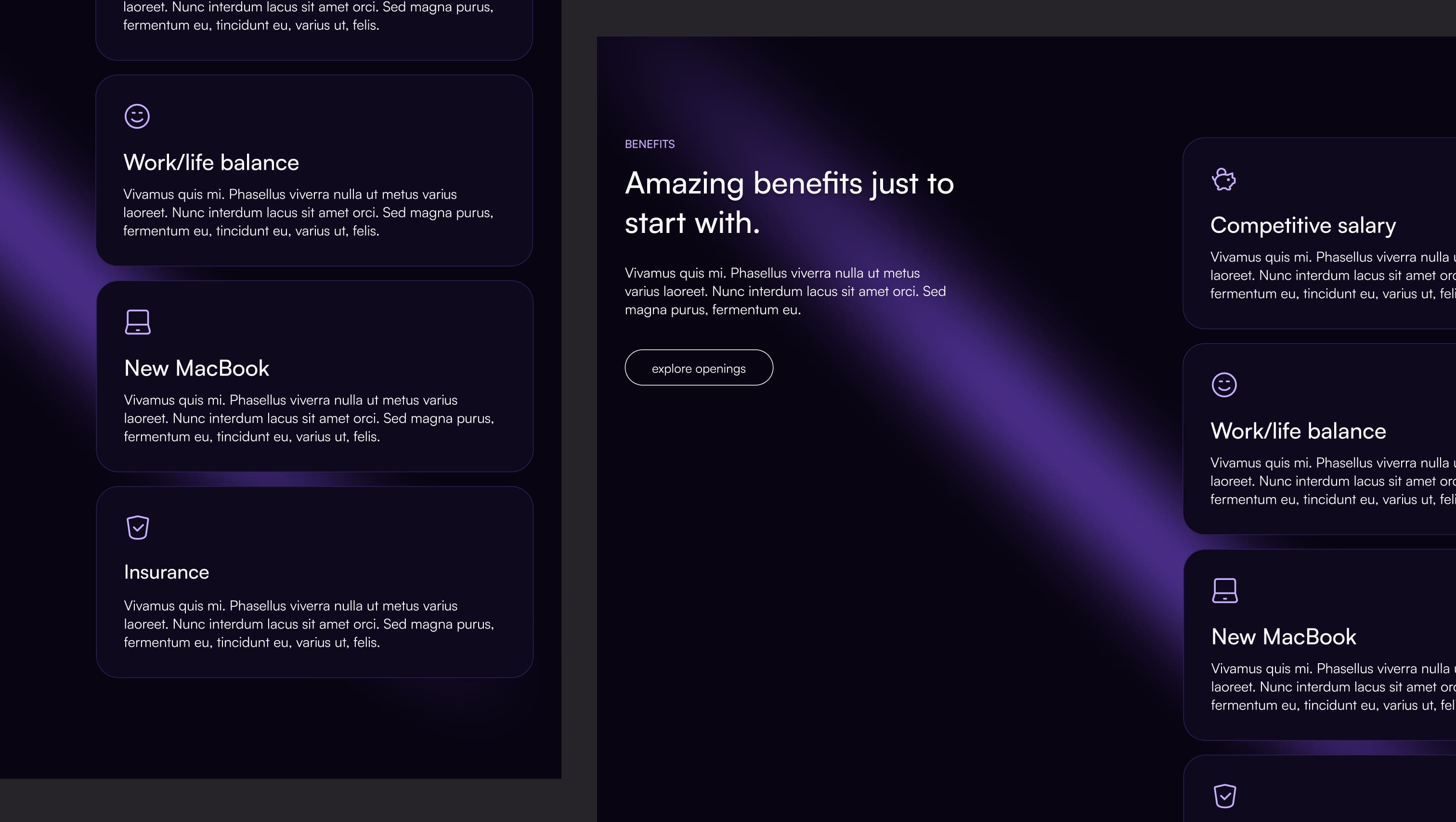 Benefits with Two Columns