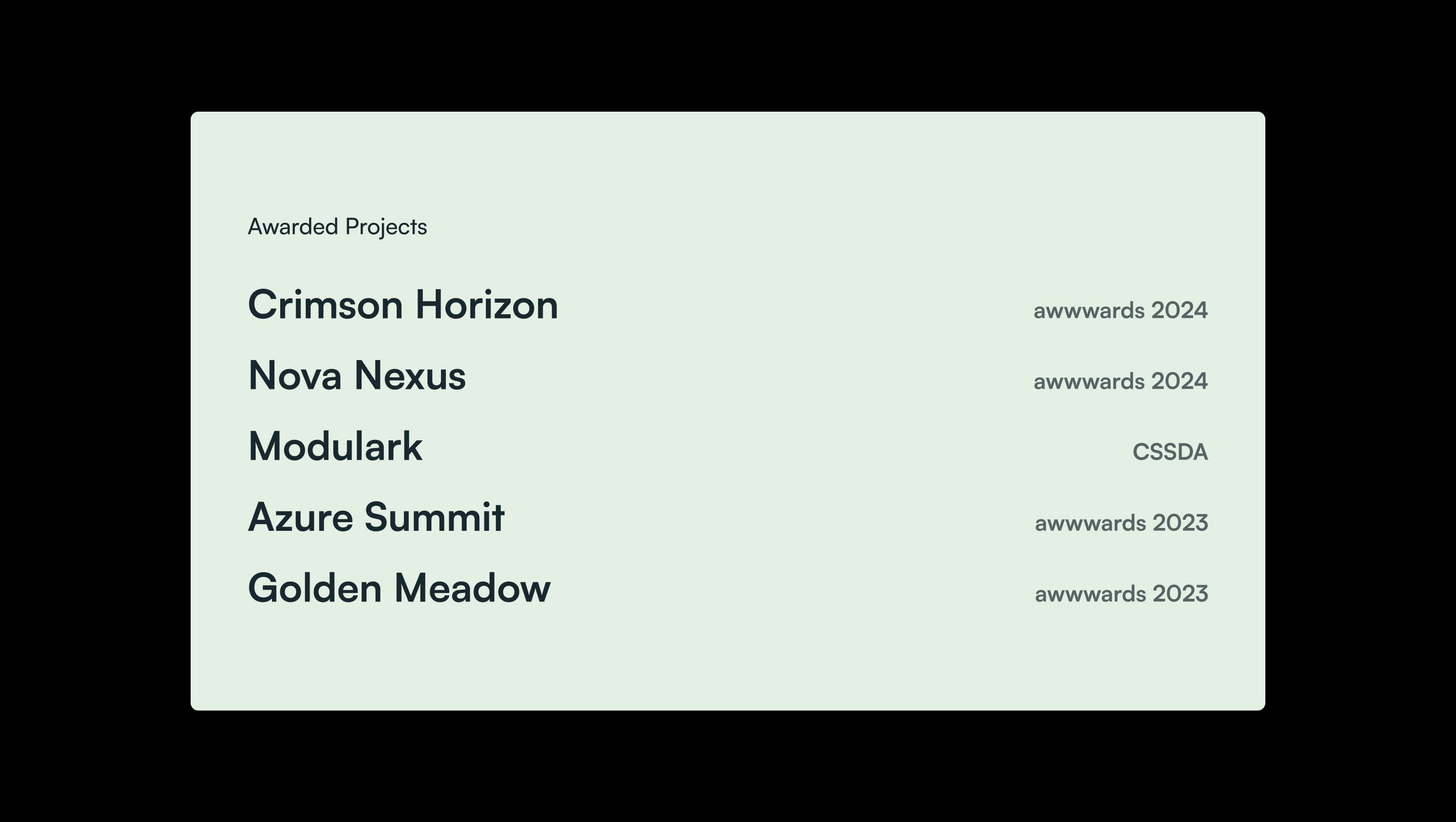 Awards List Section