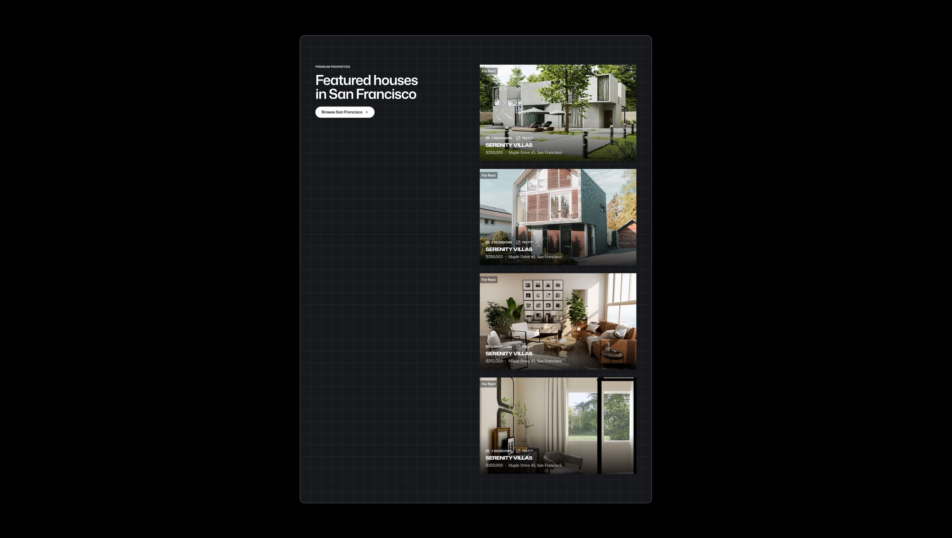 Real estate listing grid