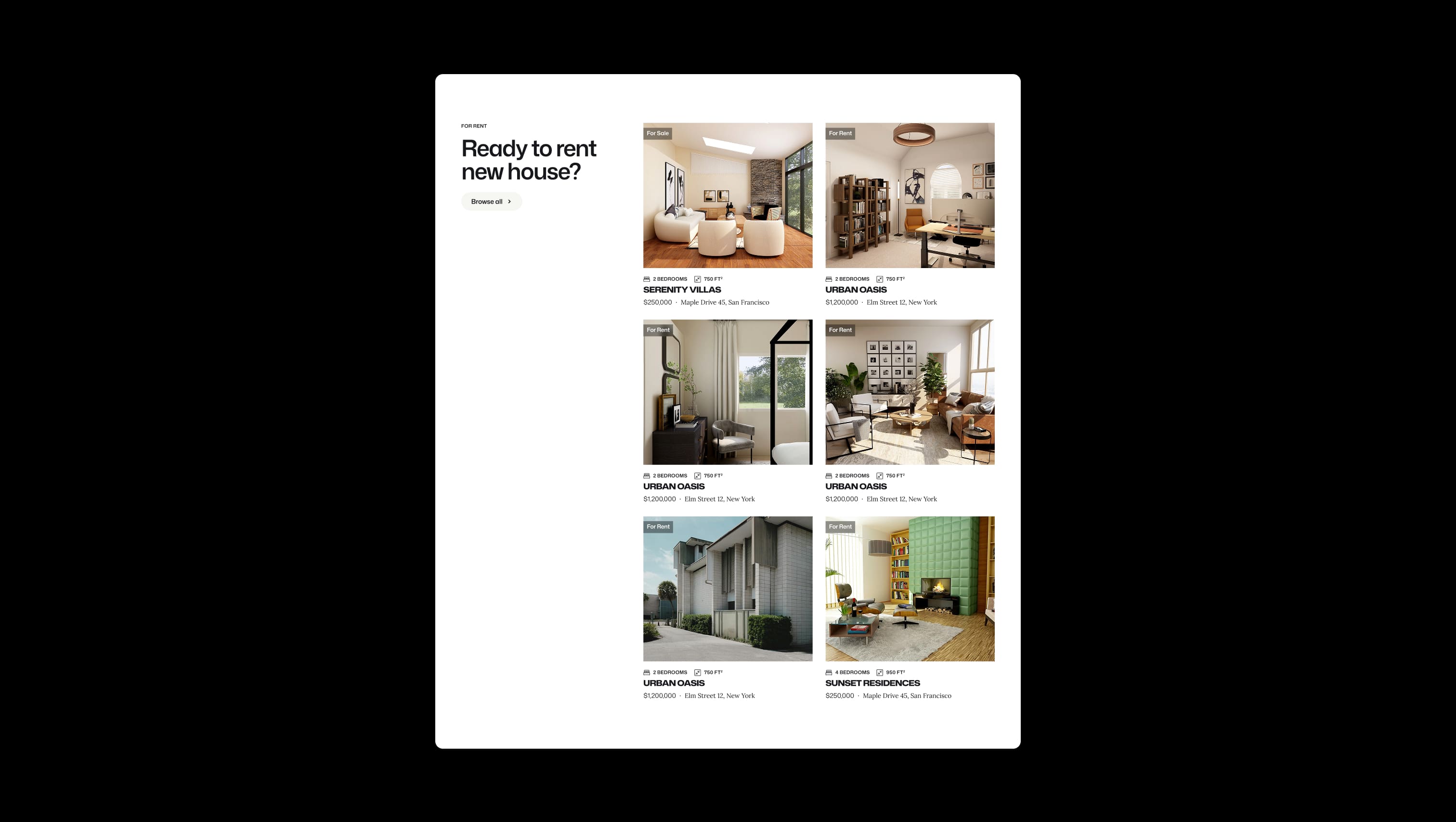 Real estate listing grid