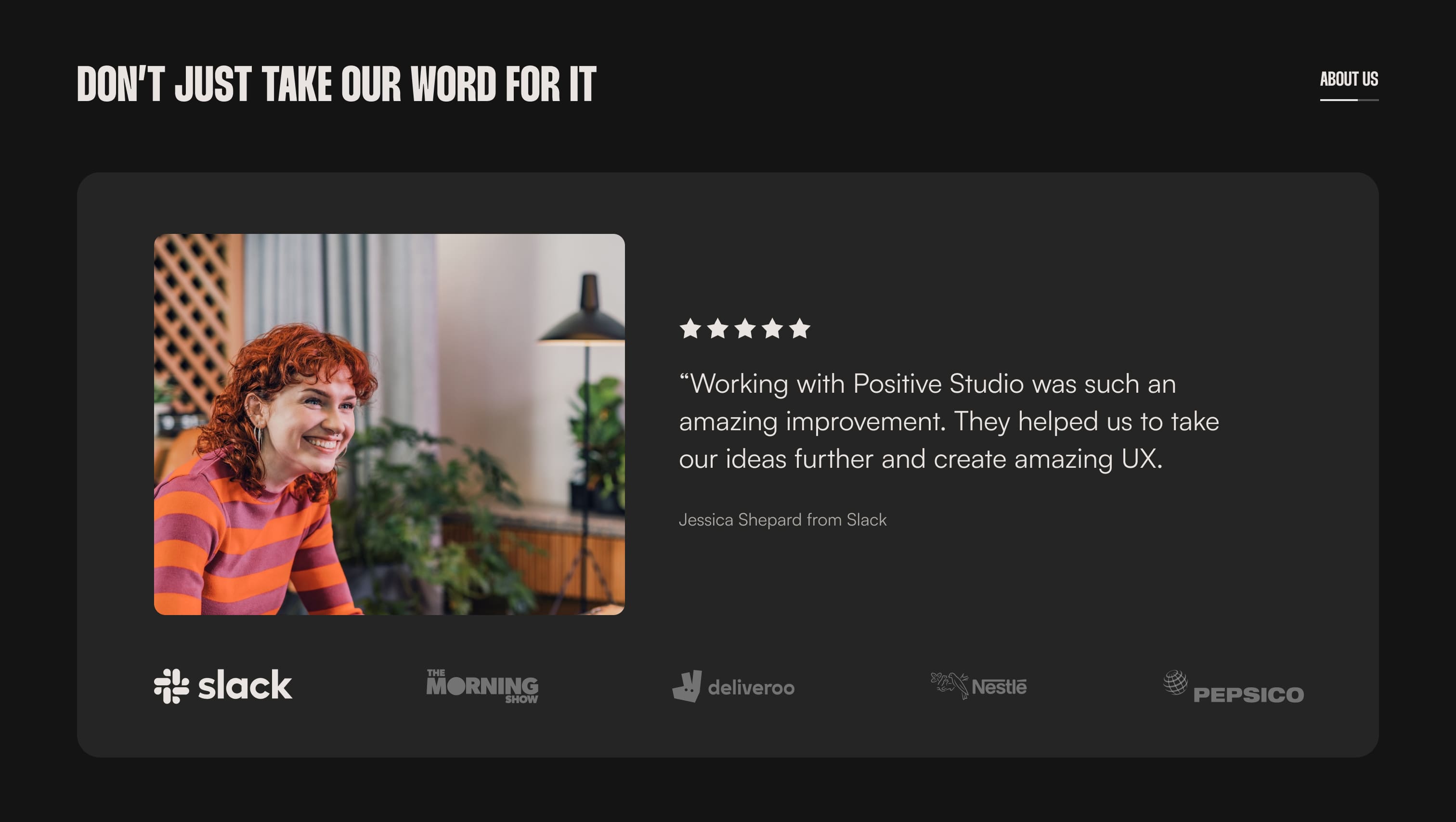 Testimonial Tabs with Image & Text